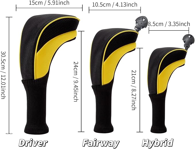 Golf Club Head Covers for Woods 3/4/5/6 Pieces Long Neck Mesh Sports Golf Club Headcovers Set with Interchangeable No. Tags 3 4 5 6 7 X Golf Accessories for Men Women