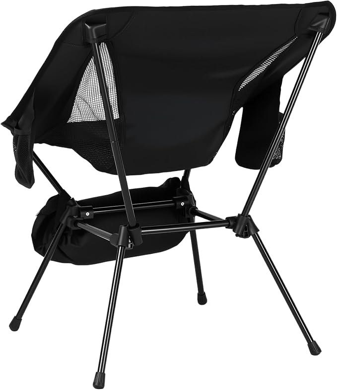 GARLLEN Portable Camping Chair 220LBS Capacity, Folding Backpacking Chair with Both Side Pockets, Folding Travel Chair with Carrying Bag & Anti-Slip Feet for Camping, Hiking, Picnic, Beach