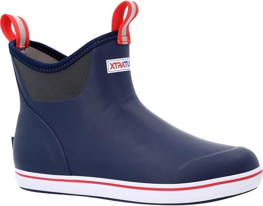 XTRATUF Performance Series 6" Men’s Full Rubber Ankle Deck Boots, Navy & Red (22733), 13