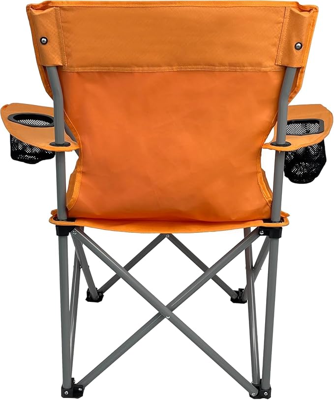 Anytime Chair for Camping, Sports, and The Outdoors w/Carry Bag, Camping Chairs for Adults, Folding Chair for Outside, (by Caddis Sports) (2, Orange)