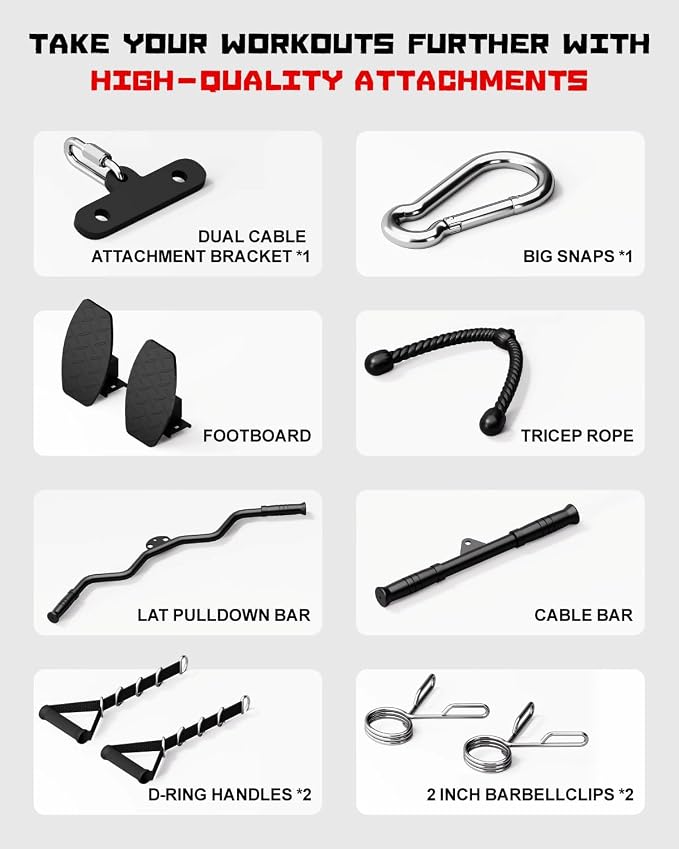 Wall Mount Cable Station, WM1 Cable Crossover Machine with 17 Positions, High and Low Cable Crossover Machine with Removable Footplate for Garage Home Gym