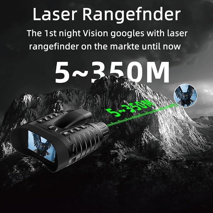 Night Vision Goggles with Rangefinder, 4K Night Vision Binoculars for Adult with 3.2''HD Screen & 4500mAh Rechargeable Battery, 64GB TF Card, 1600FT Viewing Range for Hunting, Camping
