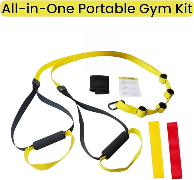 Home Suspension Training Kit with Resistance Loop Bands | Adjustable Extension for Full-Body Workout at Home or Outdoors, All-in-One Bodyweight Training System-Quick Setup in 1 Second