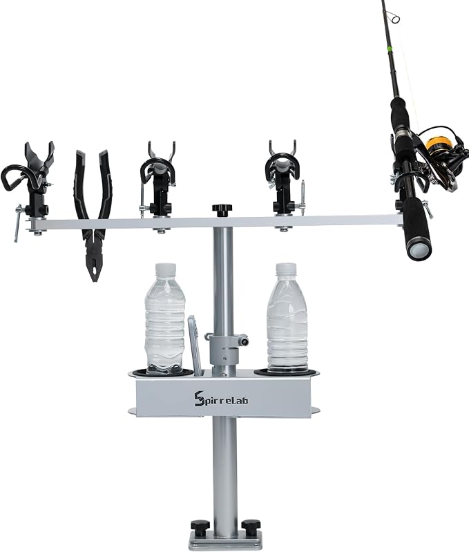 Spider Fishing Rod Holders for Boat, Aluminum Crappie Fishing Pole Mount, Adjustable Height & Angle, Boat Rod Rack for Spider Rigging