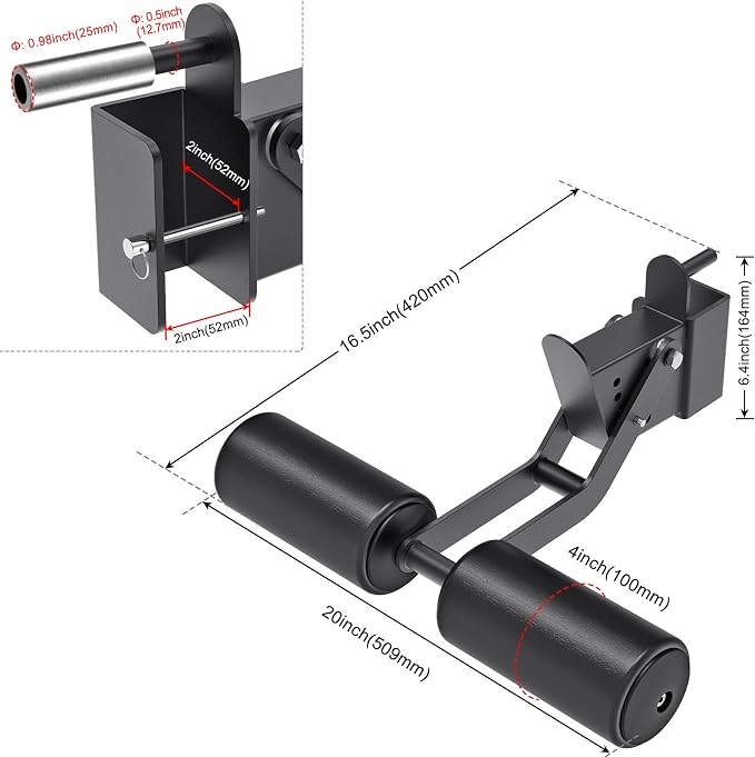 Nordic Hamstring Curl Attachment, Dip Bar, Belt Squat & Safety Spotter Arms for 2"x2" & 3"x3" Power Racks, Home Gym Strength Training Accessories