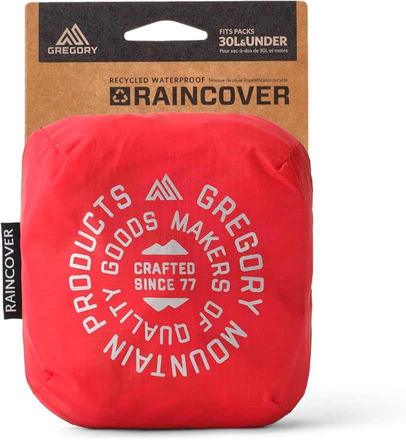 Gregory 30L Waterproof Raincover for Backpacking/Hiking Bags, Beaming Red
