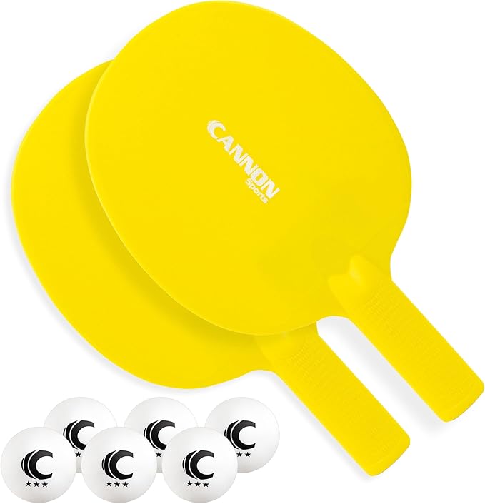 Cannon Sports Unbreakable Table Tennis Paddle Set - 2 Rackets with 6 Pack of 3-Star Table Tennis Balls – Portable Set for 2 Players