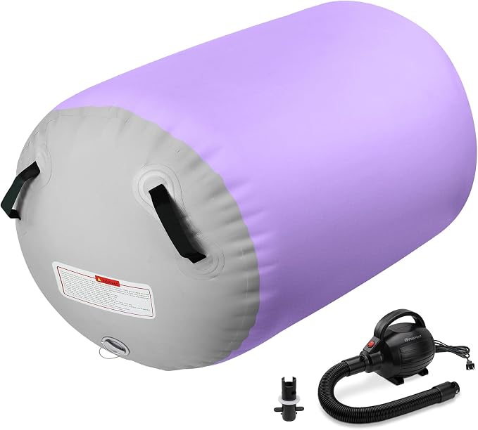 Inflatable Gymnastics Air Roller Barrel, Tumble Rolling Air Roller Gymnastics Barrel with Electric Pump for Kids Adults Home Outdoor Gymnastic Training Cheerleading Yoga