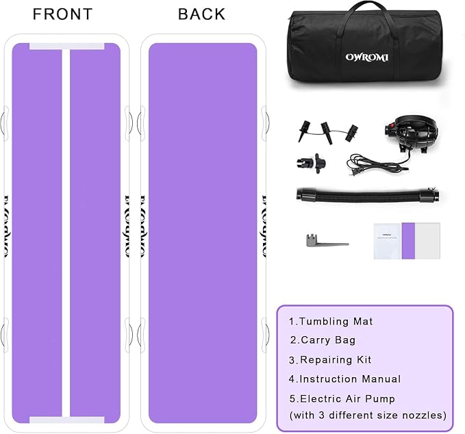 Inflatable Air Gymnastics Mats for Tumbling, 10ft/13ft/16ft/20ft Tumble Track Tumbling Mats for Kids, 4/8 Inches Thick Training Mat with Electric Pump Gymnastics Equipment for Kids Mat
