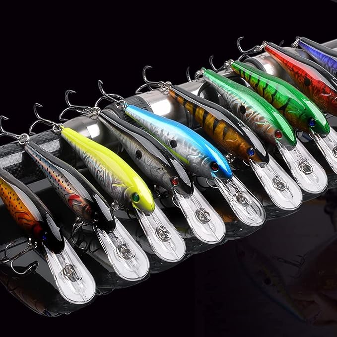 Fishing Lures Kit Crankbait Minnow Hard Bait Set Deep Diving Jerkbait Swimbait Popper Pencil Walleye Lures Artificial Fishing Bait for Bass Trout Redfish Saltwater Freshwater Fishing Lure