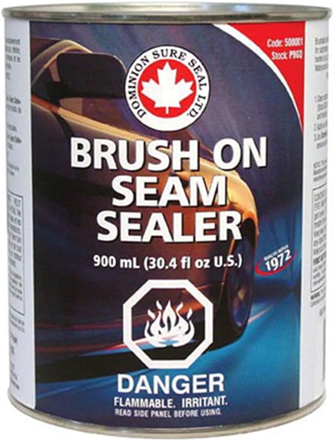 Dominion Sure Seal Brush-On Seam Sealer - Waterproof Sealant Caulk for Automotive & Fabric Repairs - High Temp Silicone, Bondo Body Filler, Seam Sealer, Black Silicone