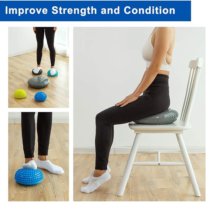 StrongTek Balance Bundle – 2 Foam Pads + Hedgehog Pods & Wobble Cushion for Physical Therapy & Core Training