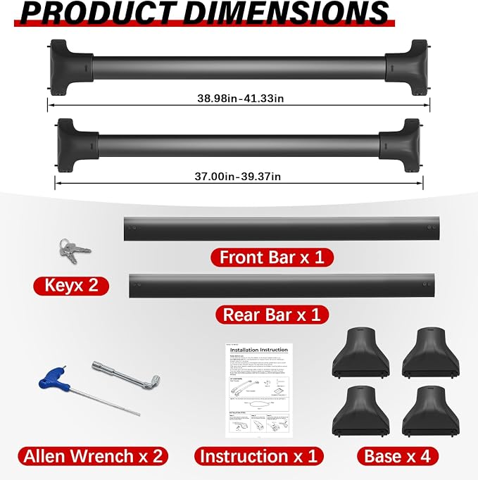 300lbs Roof Rack Cross Bars Compatible with Jeep Compass 2018-2026, Heavy Duty Aluminum Lockable Car Roof Rails Crossbar for Rooftop Cargo Luggage Kayak Canoe Bike Snowboard Black