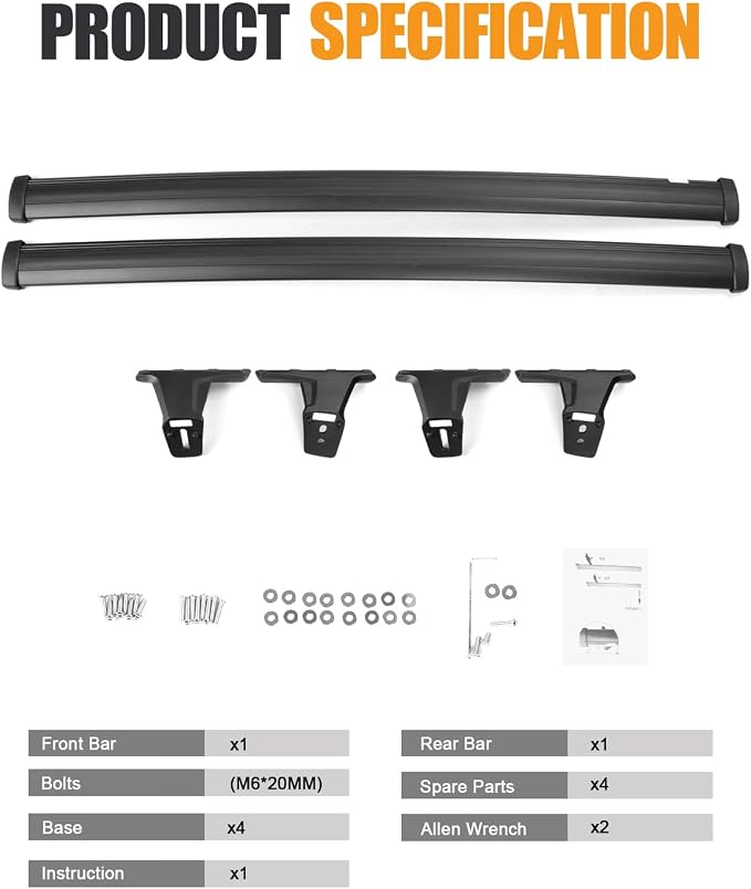 KINGGERI 220lbs Roof Racks Cross Bars Fit for Jeep Grand Cherokee L 2021-2026 & Grand Cherokee 2022-2026, Heavy Duty All Metal Aluminum Roof Rails Crossbars Luggage Cargo Carrier SUV Accessories