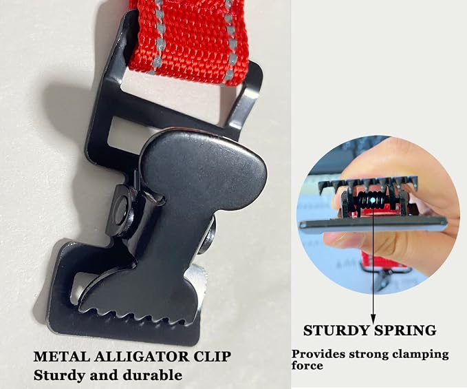 ZHIRONGFA Firefighter Glove Clip Holder for Work Gear, Safety Rescue Alligator Clip, 5 Pack, 6 Inch (Red)