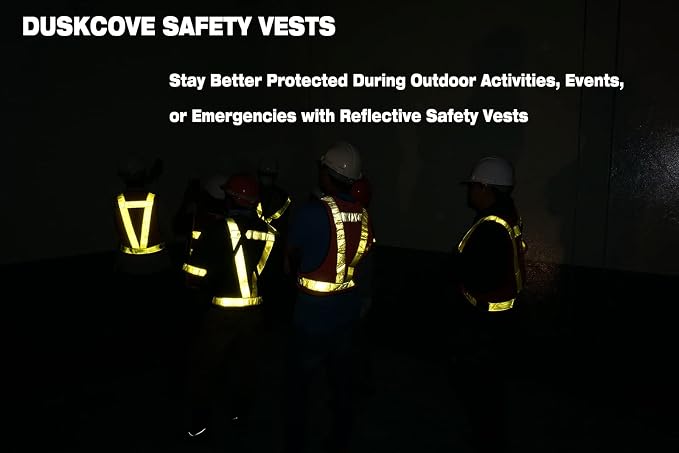 DUSKCOVE 2 Pack Hi Vis Safety Vests - Adjustable Bright Neon Color High Visibility Reflective Safety Straps Gear for Traffic Control, Running, Cycling