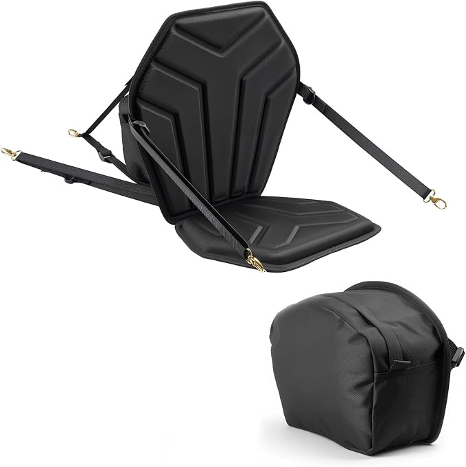 VEVOR Kayak Seat, Universal Paddle Board Seat with Adjustable Back Support, Multiple Thickness Options (0.5” to 2.6”), Soft Padded Cushion & Storage Bag for SUP, Canoe, Fishing Boat, Inflatable Kayak