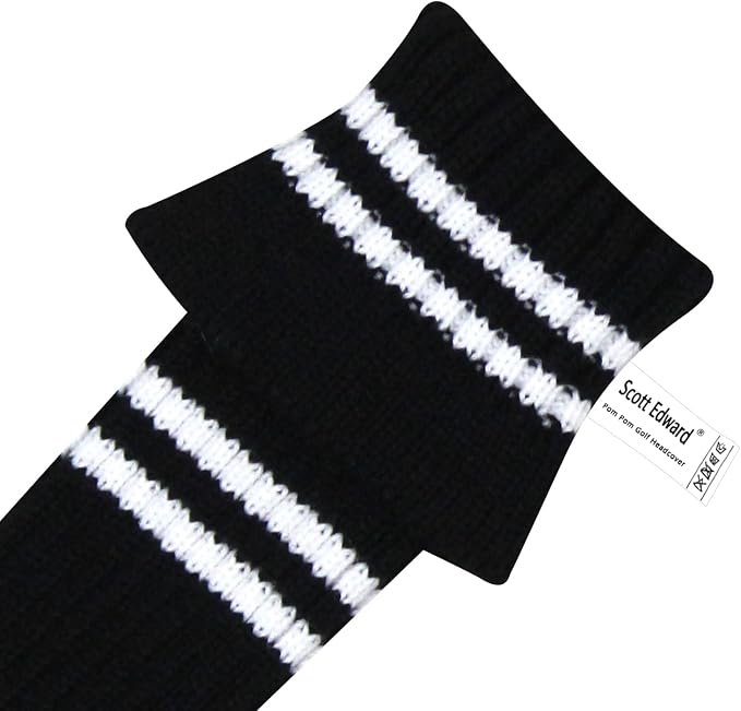 Scott Edward Knit Golf Club Cover with a Pom Set of 5 Head Covers Protect Driver Wood(460cc) 1 Fairway Wood2 and Hybrid/UT2 with Rotating Club Number Tags