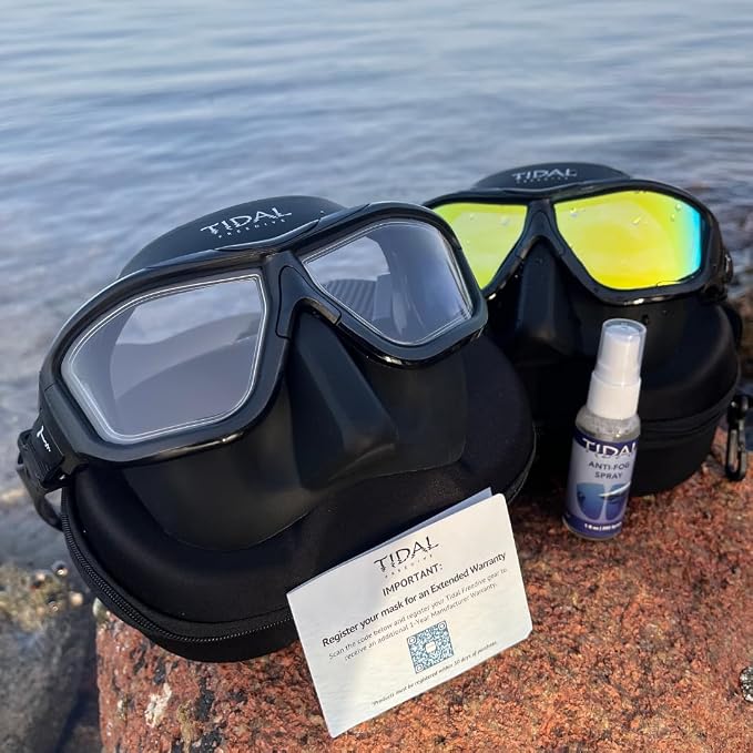 Tidal Glide Freedive Mask - Low Volume mask Designed for Freediving, Spearfishing, and Snorkeling. Anti-Fog Freediving mask.