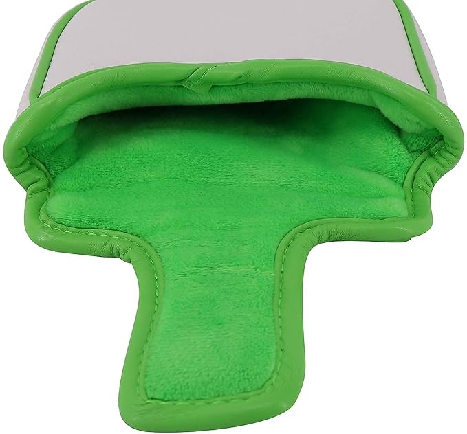 Big Teeth Golf Cover Lucky Clover Headcover Covers, Driver Fairway Wood Hybrid Headcovers Fits Blade Mallet Putter Iron and Woods with Magnetic White Shamrock Head Club Protector Leather