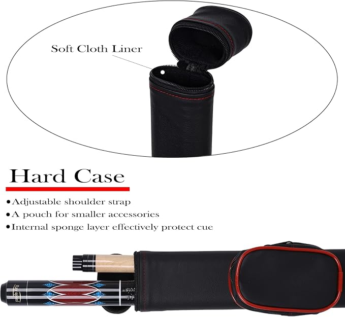 Pool Cue Stick Low Deflection Shaft Billiard Cue Stick with Hard Case 19-20 oz Professional Pool Stick