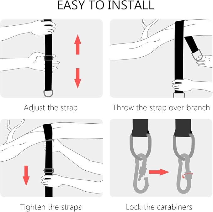 Coolrunner 10FT Tree Swing Straps Hanging Kit(2 Pack) - 5000Lbs Break Strength - Extra Long Swing Hammock Straps with Two Zinc Alloy Carabiners - for All Types of Swings