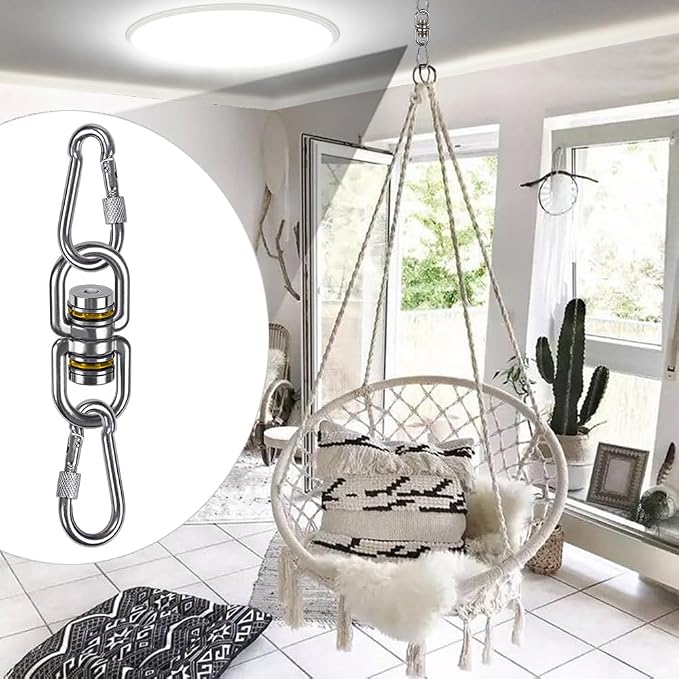 SELEWARE Heavy Duty Bearing Swing Swivel, 360° Rotational Hanging Accessory, Ideal for Tree Swing, Hammock Chair, Yoga, Kids Tire Swivel, Heavy Bag Swivel, 2 Pack, 1200LB Capacity