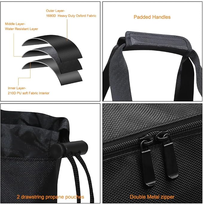 Camp Kitchen Organizer & Camping Stove Carrying Case, Multi-pocket Waterproof Portable Storage for BBQ Outdoor Cooking Essentials