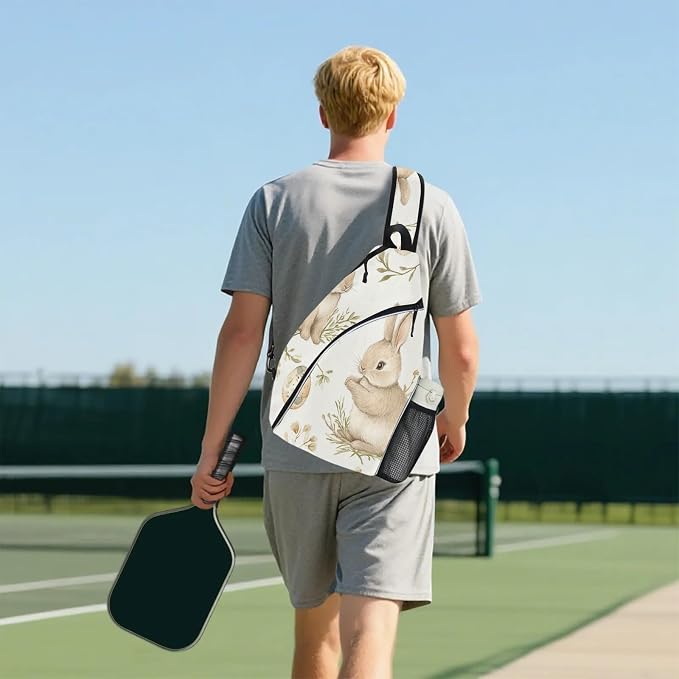 Pickleball Bag for Women Men Adjustable Crossbody Sling Backpack Hold Paddle Accessories