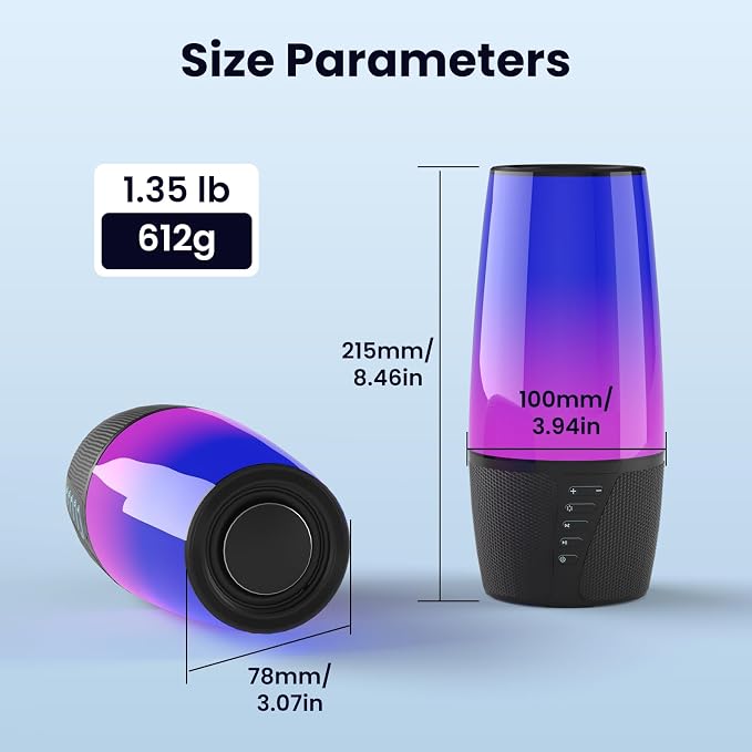 Bluetooth Speaker with Lights 40W 360° Stereo, Bluetooth 5.3 (100ft), IPX6 Waterproof, 9 Color LED, 12H Playtime (5600mAh) - Home/Outdoor/Party/Beach, Ideal Birthday (Colorful)