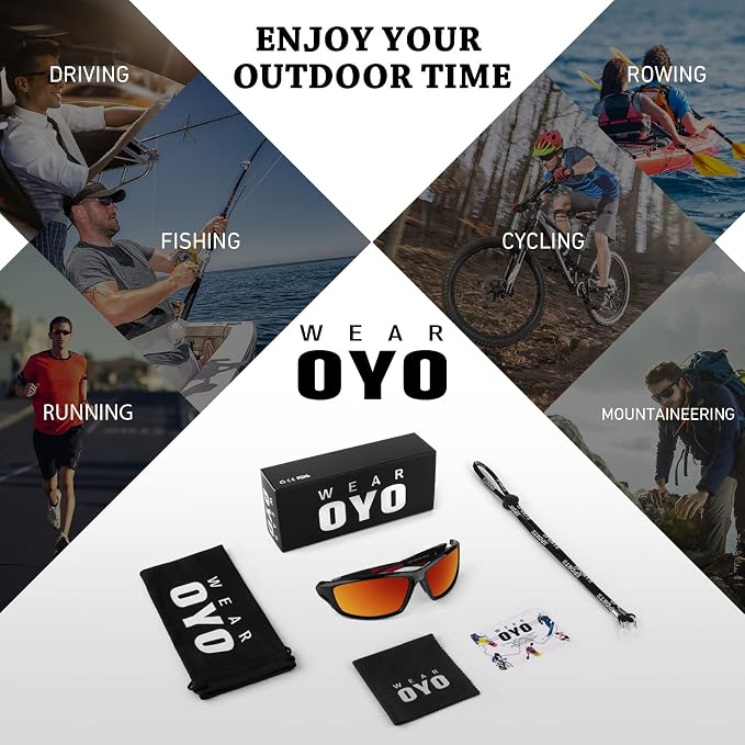 WEAROYO Polarized Sports Sunglasses for Men Women,Fishing Driving Rectangular Goggles UV400 Protection