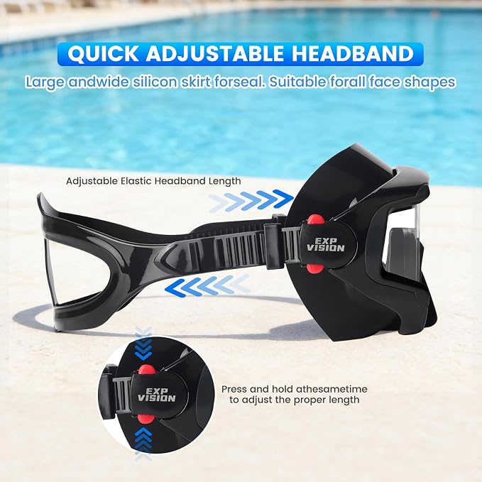 2 Pack Snorkel Mask for Adults - 180° Panoramic View, Anti-Fog Shatterproof PC Lens, Dry Snorkel Set for Diving, Swimming & Travel
