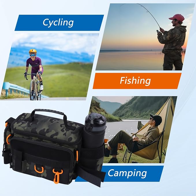Fishing Tackle Bags with Tackle Box,Waterproof,Padded Shoulder Strap,Gear Storage,Fish Bag with 136 Pcs Fishing Lures Kit,Fish Hook Remover Tool,Fish Lip Gripper,Fishing Plier,Gifts for Men (Green)