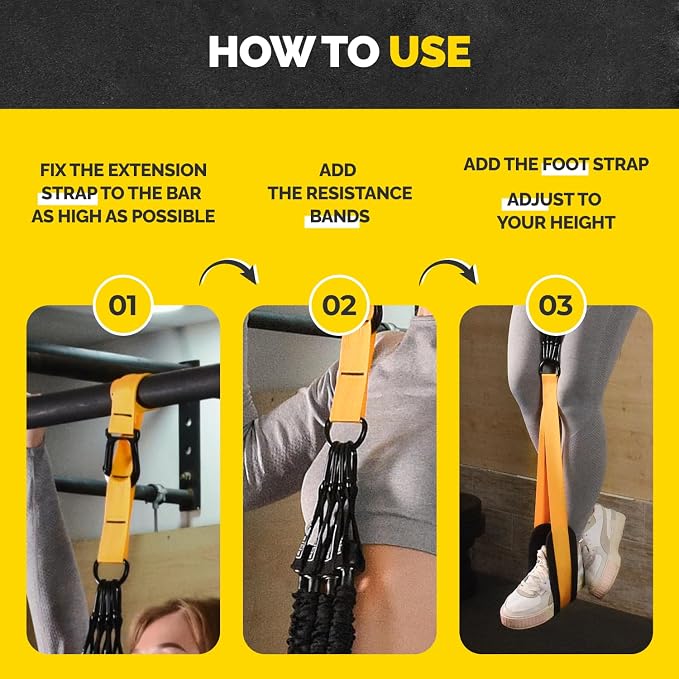 Pull Up Assistance Bands - 4 Heavy Duty Pull Up Bands with Adjustable Strap and Foot Rest - Stackable Pull Up Assist Band Set for Pull Up Bar - Resistance Bands for Pull Ups Chin Ups Strength Training