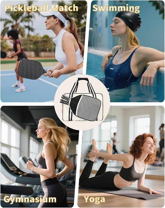Jetviivid Pickleball Bag for Women with Paddle Pocket-Fits 2 Paddles, Puffer Pickleball Tote with Shoe Compartment & Fence Hook