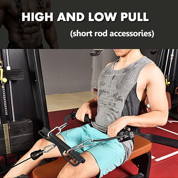 Adjustable Lat Pull down Bar, Cable Machine Attachments for Gym, Home Gym Fitness T-bar Row Pulldown Attachments, Lat Pull Down Machine Wide Grip Neutral Grip Handle