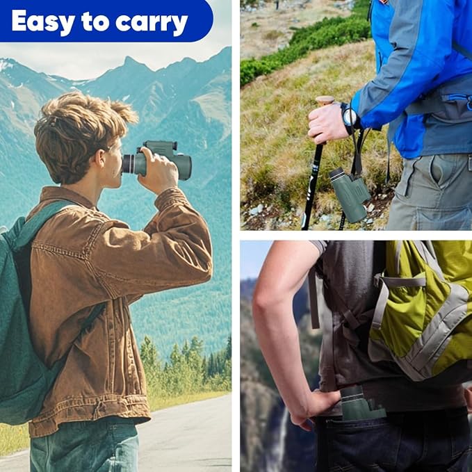 Monocular Telescope with Lights HD Monoculars 80x100 for Adults High Powered Monocular with Smartphone Holder & Tripod, Handheld Telescope Suitable for Bird Watching Stargazing-Green