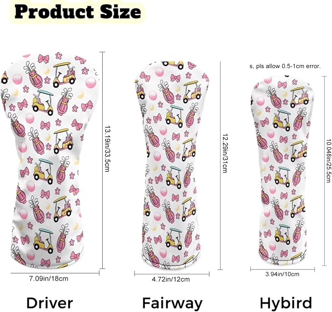 Rnyleeg Golf Club Head Covers for Women Driver Head Cover Leather Fairway Wood Headcover Hybrid Headcovers for Golf Clubs