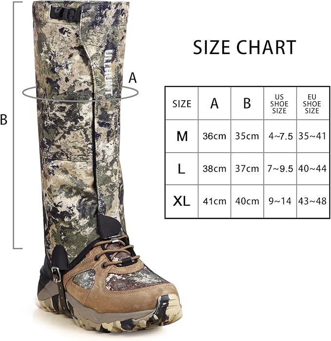 UIIHUNT Hunting Gaiters Leg Gaiters: High-Performance Hunting Boot Gaiters, Waterproof Hiking Gaiters with Upgraded Rubber