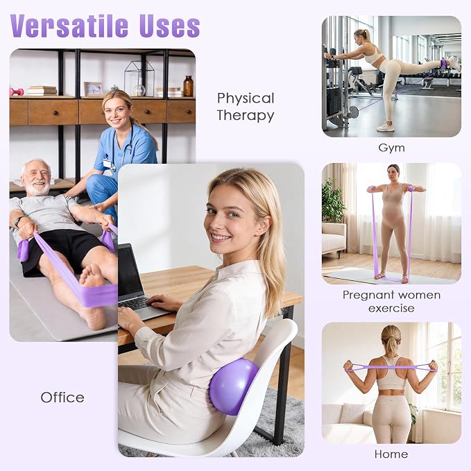 Pilates Kit, Pilates Equipment for Home Workouts, Home Pilates Essentials Kit for Women with Pilates Ring and Ball Set, Socks, Ankle Resistance Bands with Cuffs, Resistance Band and Massage Ball