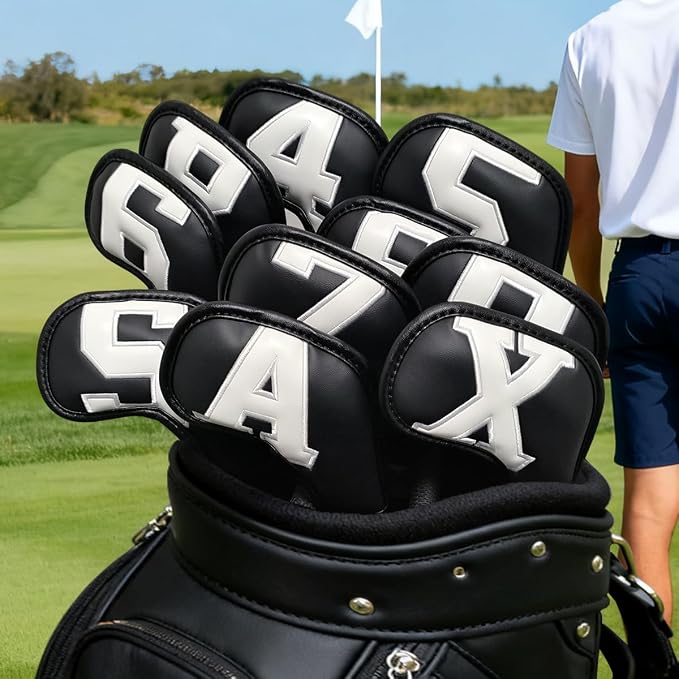 Scott Edward Golf Club Head Covers for Iron, 10 Pcs Leather Waterproof Material, Gradient Numbers Perfect for Mizuno Callaway, Ping, Taylormade, Cobra, Etc.