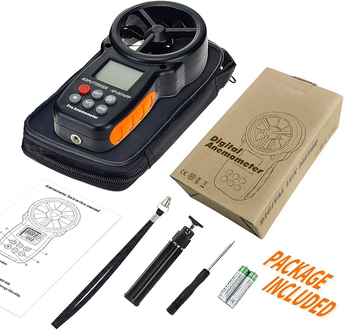 Digital Anemometer Bluetooth, Air Flow Velocity Meter Measuring Wind Temperature Wind Chill Gauge Tester, Handheld Wind Speed Meter for Outdoor Sailing Shooting Golf-AP-100APP