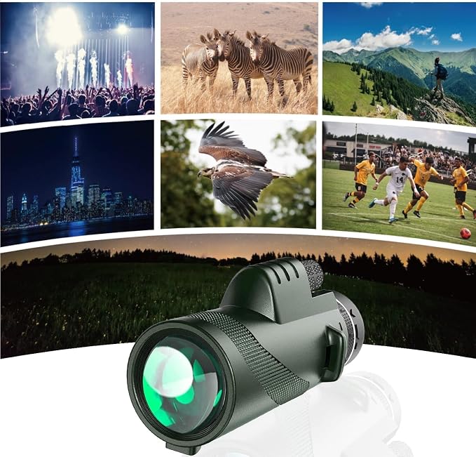 Monocular-Telescope 80x100 HGH Powered Monoculars High Definition forAduts High Powered with HD BAK4 Prism Smartphone AdapterTelescope Hunting Wildlife Bird Watching Travel Camping Hiking-Green
