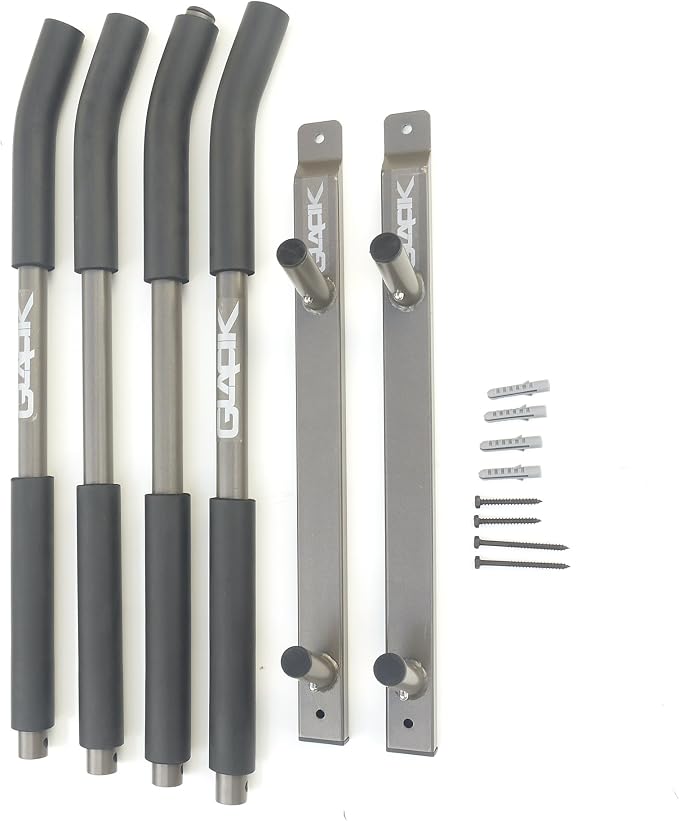 Glacik Wall Mount Storage Rack for SUPs, by Sparehand Paddlesports - Skateboard Wall Mount and Surfboard Rack for Garage Organization - Indoor and Outdoor Wall Hanger Rack