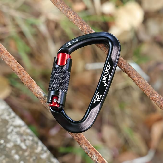 30KN Auto Locking Carabiner Clip Twist Lock UIAA Certified Large Climbing Carabiner Heavy Duty Carabiner for Rock Tree Climbing Rappelling Mountaineering Caving Rescue Arborist Aerial Yoga