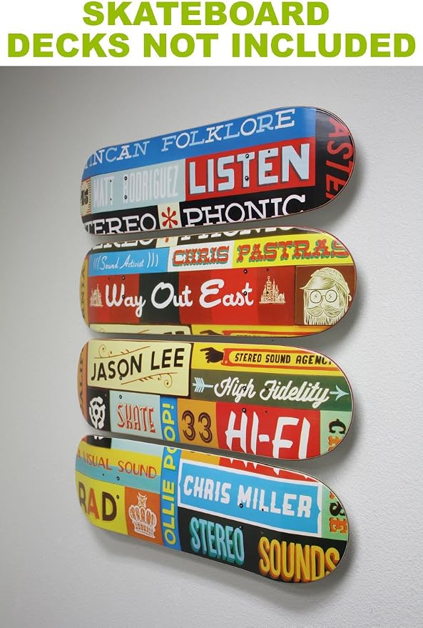 Sk8ology Skateboard Deck Display 10 Pc Kit Floating Wall Mount