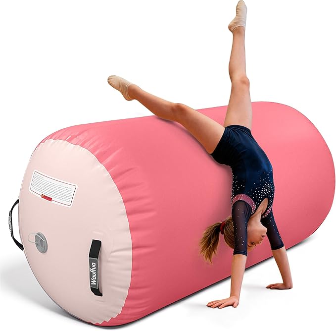Gymnastic Air Barrel, Inflatable Tumble Track, Tumbling Mat, Roller Octagon Trainer for Back Handspring and Back-bend for Home, Gym, No Pump
