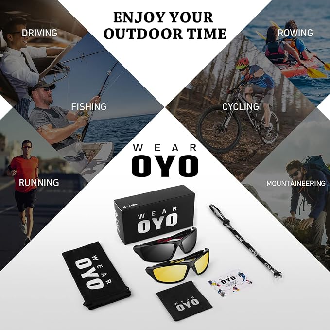 WEAROYO Polarized Sports Sunglasses for Men Women,Fishing Driving Rectangular Goggles UV400 Protection