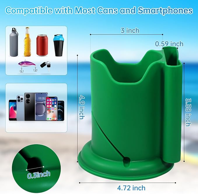 Paddle Board Cup Holder, Kayak Cup Holder 2-in-1 Drink & Phone Holder, Paddleboard and Kayak Accessories for SUP, Kayaking, Fishing, Yoga, or Surfing Adventures(Green)