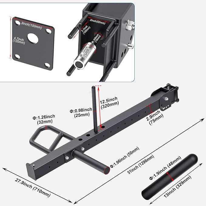 SELEWARE Squat Rack Attachment, Y-Shaped Dip Bar Attachment, Nordic Hamstring Curl Attachment and Lever Arms for 2x2 or 3x3 Power Rack with 5/8" or 1" Hole, Power Cage Accessories for Home Gym